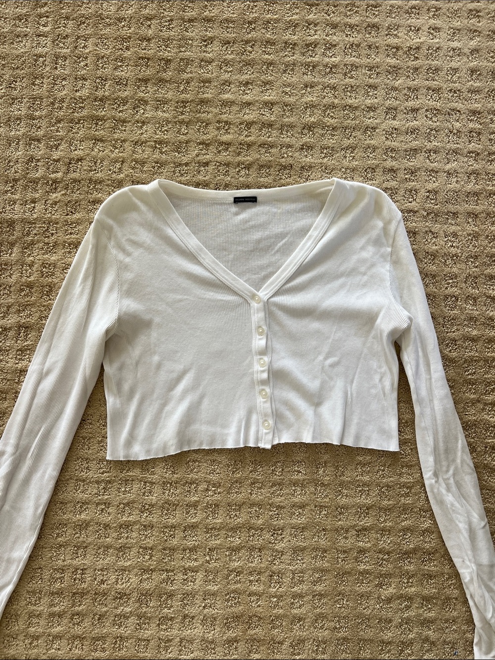 Cropped V-Neck Button Front Women's Top - White